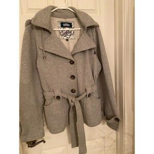 Sebby Gray Hooded jacket with tie (XL-youth)